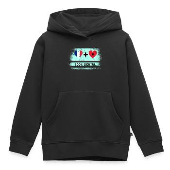 Flagge Frankreich und Albanien 100% genial - Kinder Premium Organic Hoodie - Schwarz - Vorne - AI Model Kid Male (0cm)