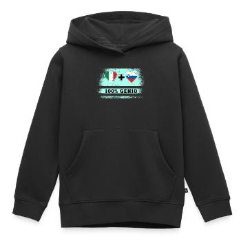 Italien und Slowenien 100% geniale Flagge - Kinder Premium Organic Hoodie - Schwarz - Vorne - AI Model Kid Male (0cm)