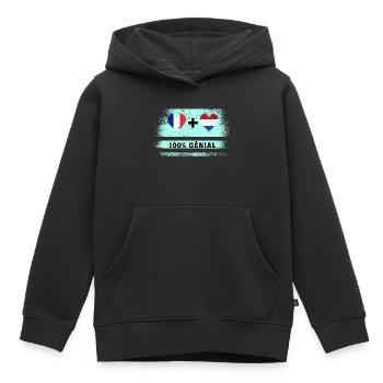 Hinweis Frankreich und Niederlande 100% genial - Kinder Premium Organic Hoodie - Schwarz - Vorne - AI Model Kid Male (0cm)