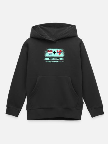 Noorwegen en Nederland 100% Geniaal vlag - Kinder Premium hoodie biologisch - zwart