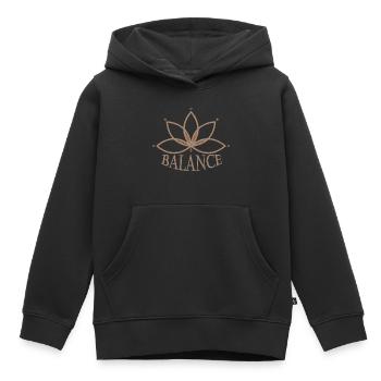 Équilibre de conception de yoga - Sweat Premium à capuche enfant bio - noir - Devant - AI Model Kid Male (0cm)