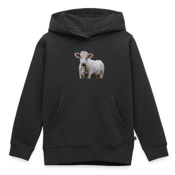 Luusige vache tête de vache fermier cadeau - Sweat Premium à capuche enfant bio - noir - Devant - AI Model Kid Male (0cm)