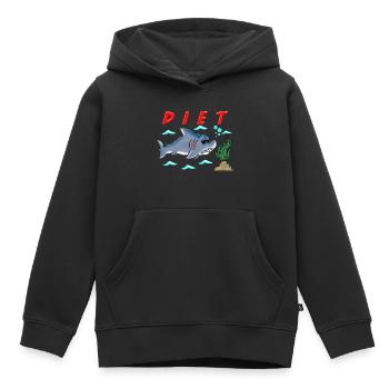 Lustige Diät Cartoon Hai Humor Sarkastisches Design - Kinder Premium Organic Hoodie - Schwarz - Vorne - AI Model Kid Male (0cm)