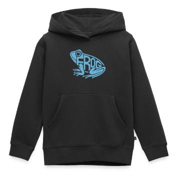 Playful Frog Typography - Kids Premium Organic Hoodie - black - Front - AI Model Kid Male (0cm)