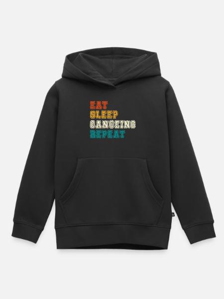Eat Sleep Canoeing Repeat Farbblock - Kinder Premium Organic Hoodie - Schwarz