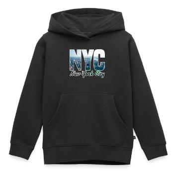 NYC Skyline Blockbuchstaben - Kinder Premium Organic Hoodie - Schwarz - Vorne - AI Model Kid Male (0cm)