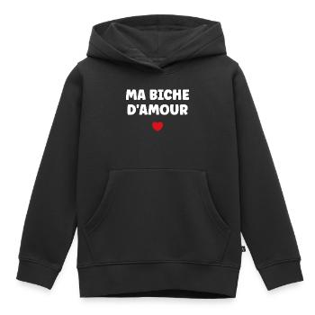Ma Biche d'Amour Coeur Rouge - Sweat Premium à capuche enfant bio - noir - Devant - AI Model Kid Male (0cm)