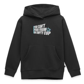 On ne peut pas verser dans un gobelet vide Soins personnels - Sweat Premium à capuche enfant bio - noir - Devant - AI Model Kid Male (0cm)