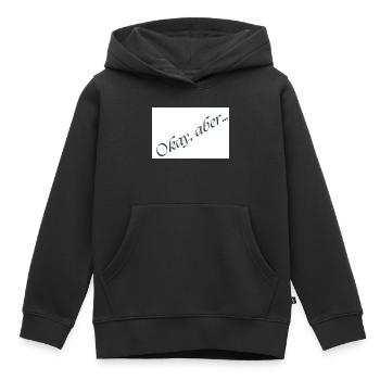 D’accord, mais... Message en italique - Sweat Premium à capuche enfant bio - noir - Devant - AI Model Kid Male (0cm)