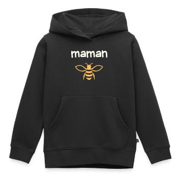 Maman Abeille sur Noir - Sweat Premium à capuche enfant bio - noir - Devant - AI Model Kid Male (0cm)