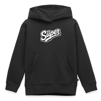 Süper Script Wortmarke Jugendwort - Kinder Premium Organic Hoodie - Schwarz - Vorne - AI Model Kid Male (0cm)