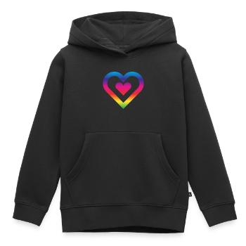 Cœur arc-en-ciel Homosexualité Amour LGBT - Sweat Premium à capuche enfant bio - noir - Devant - AI Model Kid Male (0cm)