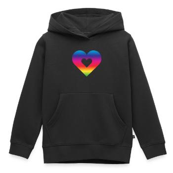 Cœur arc-en-ciel Homosexualité Amour LGBT - Sweat Premium à capuche enfant bio - noir - Devant - AI Model Kid Male (0cm)