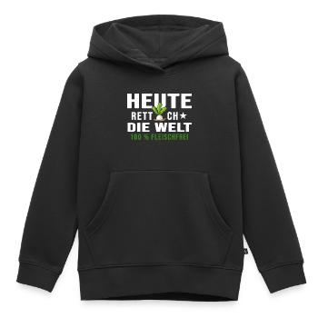 vegetarier bio vegetarisch veganlife fleischfrei - Kinder Premium Organic Hoodie - Schwarz - Vorne - AI Model Kid Male (0cm)