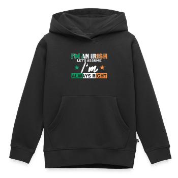 Irlande Drapeau irlandais Cadeau d’épouse irlandaise - Sweat Premium à capuche enfant bio - noir - Devant - AI Model Kid Male (0cm)