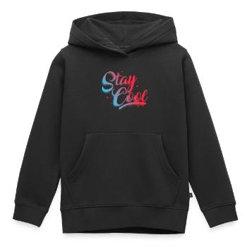 reste detendu - Sweat Premium à capuche enfant bio - noir - Devant - AI Model Kid Male (0cm)
