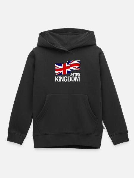 Drapeau britannique Union Jack - Design - Sweat Premium à capuche enfant bio - noir