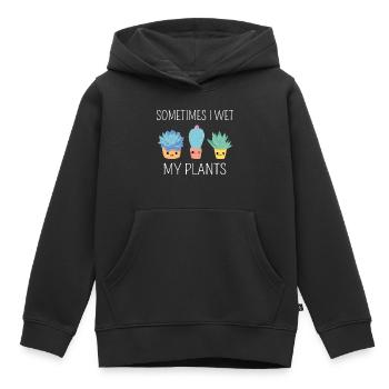 Parfois, je mouille mes plantes II - Sweat Premium à capuche enfant bio - noir - Devant - AI Model Kid Male (0cm)