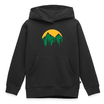 Montagnes Soleil Conifères - Sweat Premium à capuche enfant bio - noir - Devant - AI Model Kid Male (0cm)