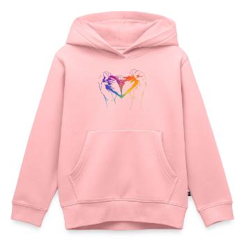 Cœur déchiré aux couleurs de l’arc-en-ciel pour la fierté - Sweat Premium à capuche enfant bio - rose - Devant - AI Model Kid Female (0cm)