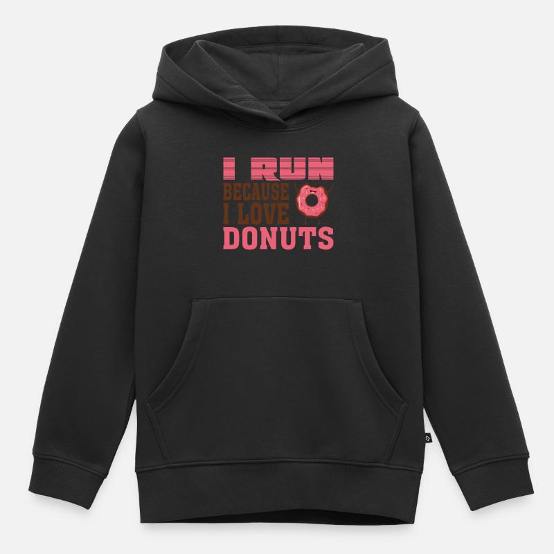 Je cours parce que j’aime les beignets - Sweat Premium à capuche enfant bio - noir