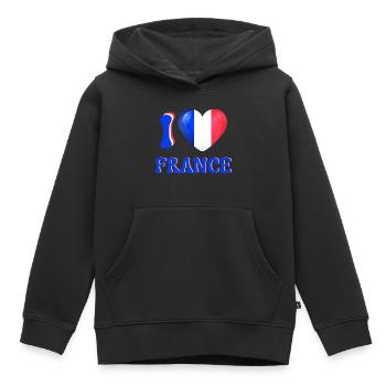 I love France Blue White Red Flag Heart - Kids Premium Organic Hoodie - black - Front - AI Model Kid Male (0cm)