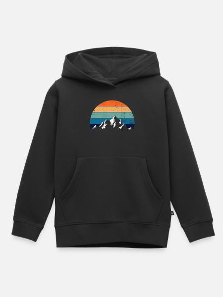 Retro Mountain Sunset Gradient - Kinder Premium Organic Hoodie - Schwarz