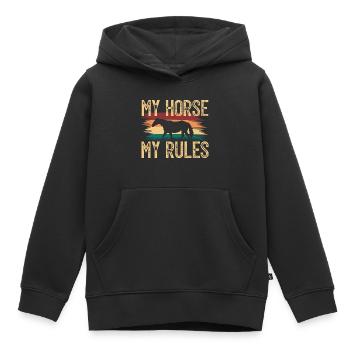 Mein Pferd, Meine Regeln. Rittergeschenk . Reiterin. - Kinder Premium Organic Hoodie - Schwarz - Vorne - AI Model Kid Male (0cm)
