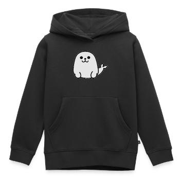 Mignon phoque blanc charmant - Sweat Premium à capuche enfant bio - noir - Devant - AI Model Kid Male (0cm)