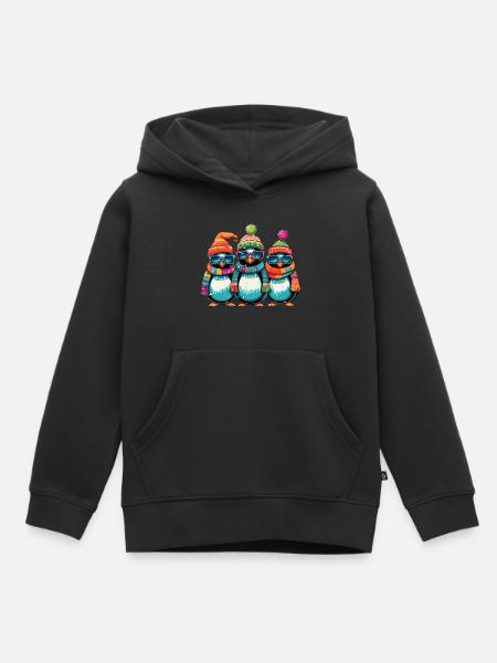 Lustige weihnachtliche coole Pinguine - Kinder Premium Organic Hoodie - Schwarz