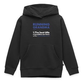 Sport Grand-mère Course à pied - Sweat Premium à capuche enfant bio - noir - Devant - AI Model Kid Male (0cm)