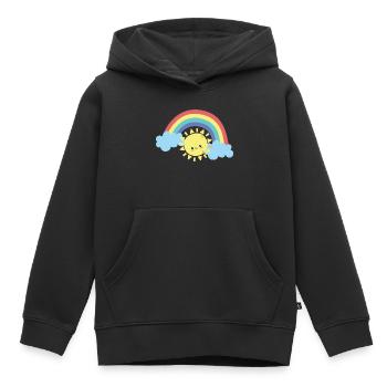 Sourire arc-en-ciel ensoleillé Doodle - Sweat Premium à capuche enfant bio - noir - Devant - AI Model Kid Male (0cm)