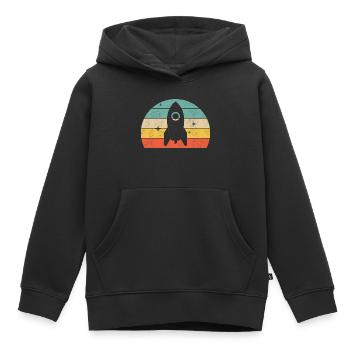 Fusée - Sweat Premium à capuche enfant bio - noir - Devant - AI Model Kid Male (0cm)