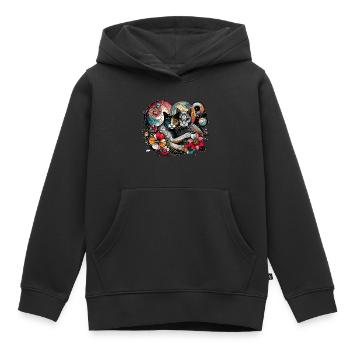 Kosmisches Katzengeflüster - Kinder Premium Organic Hoodie - Schwarz - Vorne - AI Model Kid Male (0cm)