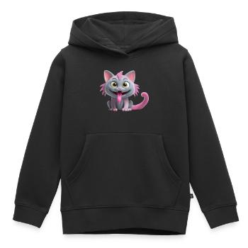 Chat monstre effrayant et mignon - Sweat Premium à capuche enfant bio - noir - Devant - AI Model Kid Male (0cm)