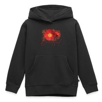 Fleurs Beautiful Vénus - Sweat Premium à capuche enfant bio - noir - Devant - AI Model Kid Male (0cm)