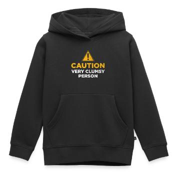 Attention personne très maladroite - Sweat Premium à capuche enfant bio - noir - Devant - AI Model Kid Male (0cm)