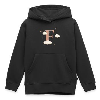 Buchstabe f bewölkt Sterne - Kinder Premium Organic Hoodie - Schwarz - Vorne - AI Model Kid Male (0cm)