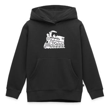 Locomotive de train - Sweat Premium à capuche enfant bio - noir - Devant - AI Model Kid Male (0cm)