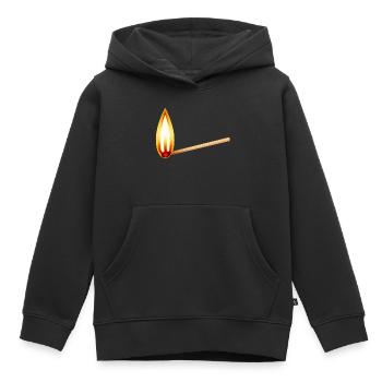 Allumette allumée avec une grande flamme chaude - Sweat Premium à capuche enfant bio - noir - Devant - AI Model Kid Male (0cm)