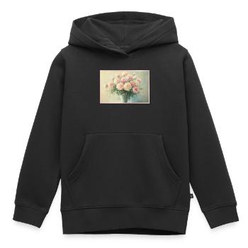 Bouquet floral pastel délicat - Sweat Premium à capuche enfant bio - noir - Devant - AI Model Kid Male (0cm)