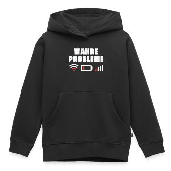 Vrais problèmes - Sweat Premium à capuche enfant bio - noir - Devant - AI Model Kid Male (0cm)