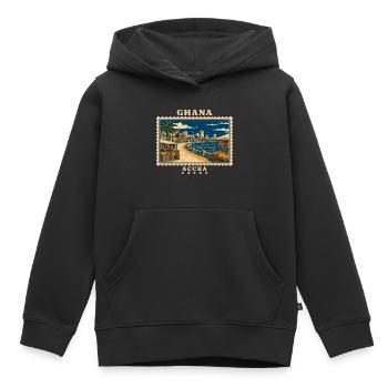 Marque de voyage vintage Ghana Accra - Sweat Premium à capuche enfant bio - noir - Devant - AI Model Kid Male (0cm)