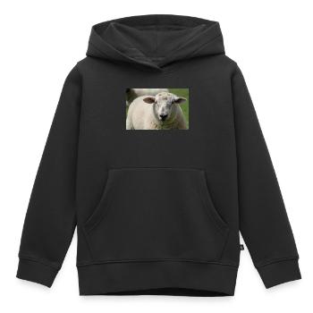 Gros plan d’un mouton - Sweat Premium à capuche enfant bio - noir - Devant - AI Model Kid Male (0cm)