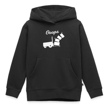Oops Kippender Lastwagen Design - Kinder Premium Organic Hoodie - Schwarz - Vorne - AI Model Kid Male (0cm)