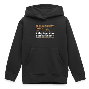 Définition de l’entraîneur Cross Country - Sweat Premium à capuche enfant bio - noir - Devant - AI Model Kid Male (0cm)
