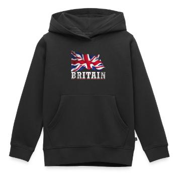 Royaume-Uni Royaume Uni Drapeau britannique - Sweat Premium à capuche enfant bio - noir - Devant - AI Model Kid Male (0cm)