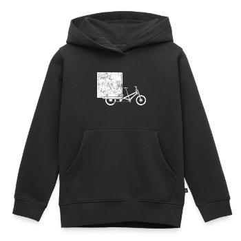 Vélo cargo pour le transport et les loisirs - Sweat Premium à capuche enfant bio - noir - Devant - AI Model Kid Male (0cm)