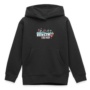Berlin Skyline Ville Allemagne Graffiti Art - Sweat Premium à capuche enfant bio - noir - Devant - AI Model Kid Male (0cm)