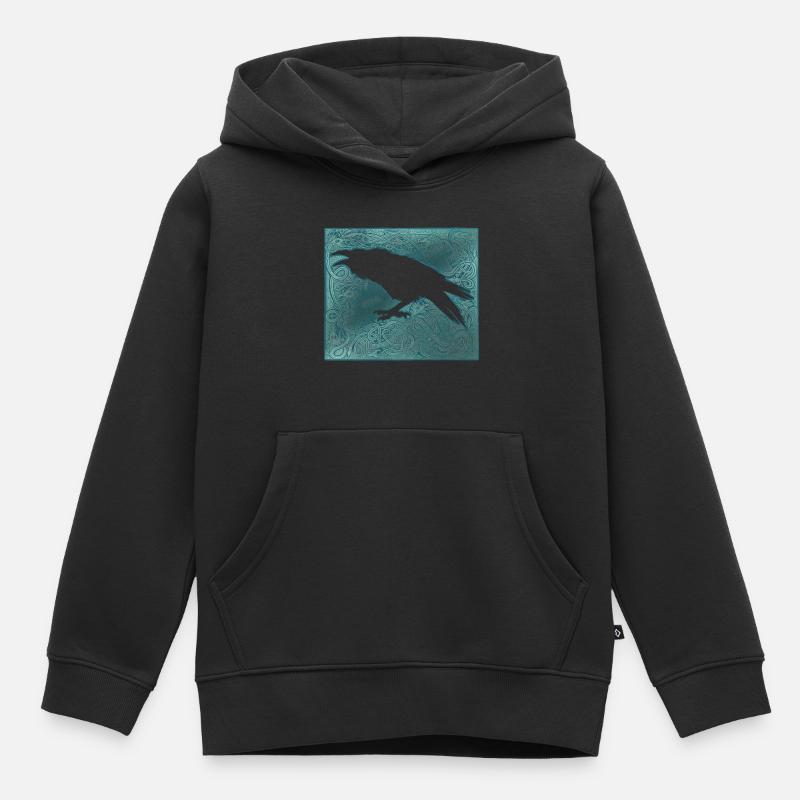 Corbeau Wiking - Sweat Premium à capuche enfant bio - noir